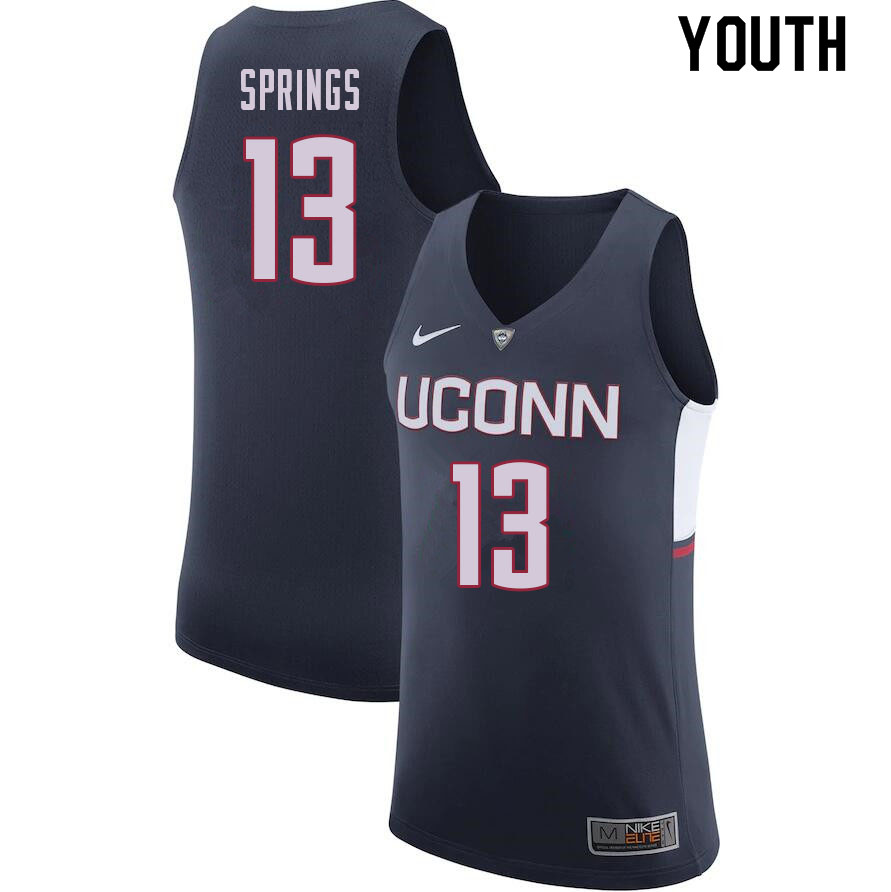 Youth #13 Richie Springs Uconn Huskies College Basketball Jerseys Sale-Navy